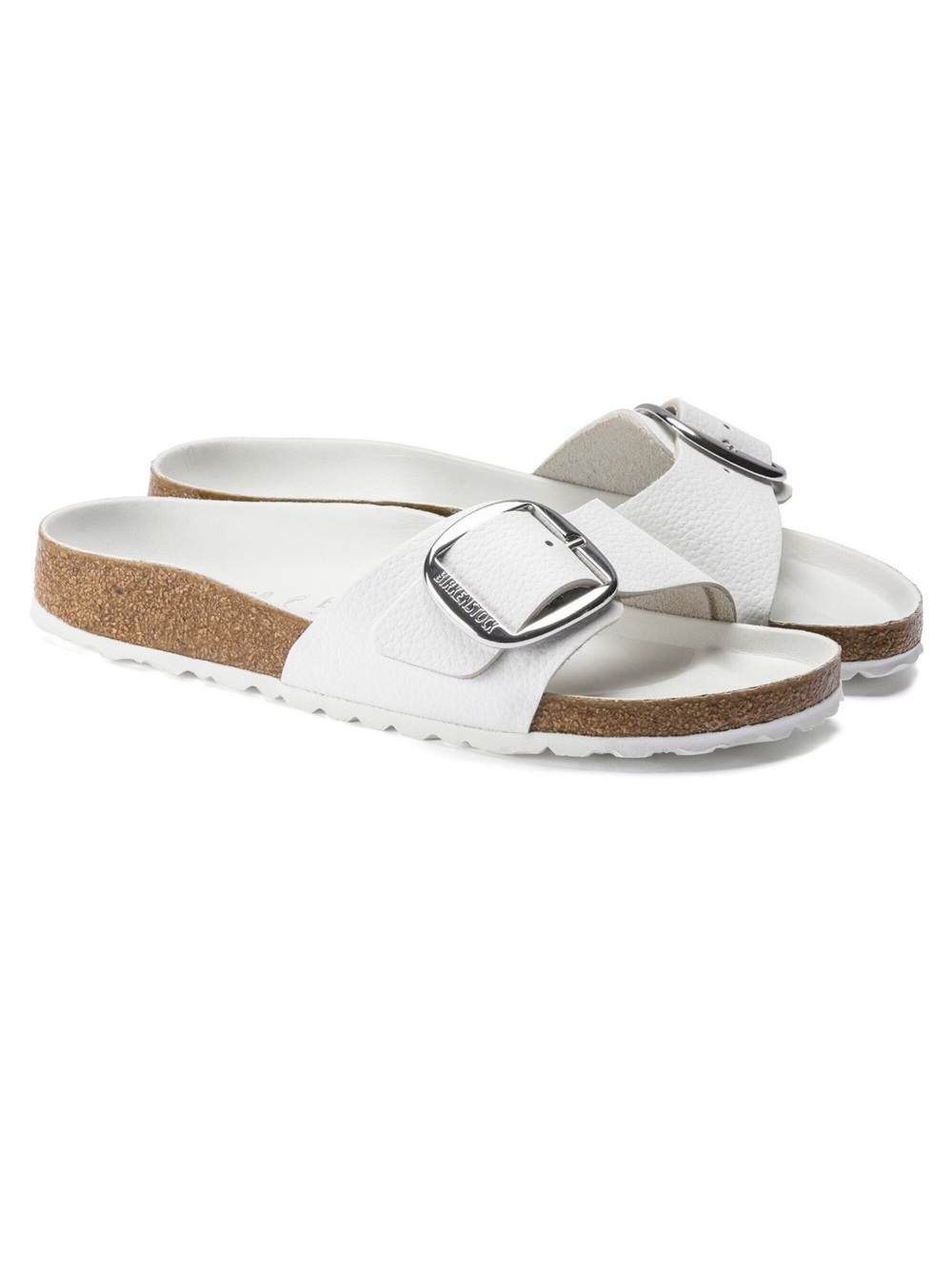 Birkenstock women White Single Strap Slide with Silver Buckle size 39 - Picture 2 of 2
